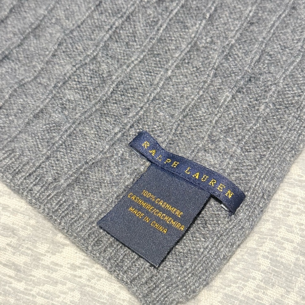 Ralph Lauren /// Cashmere Cable Knit Scarf - Charcoal Gray - Picture 2 of 5